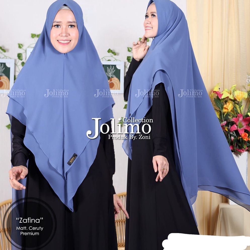 Kode YR966 khimar ceruty Zafina / jilbab ceruty 2 layer pet antem / hijab pakain wanita / kerudung i