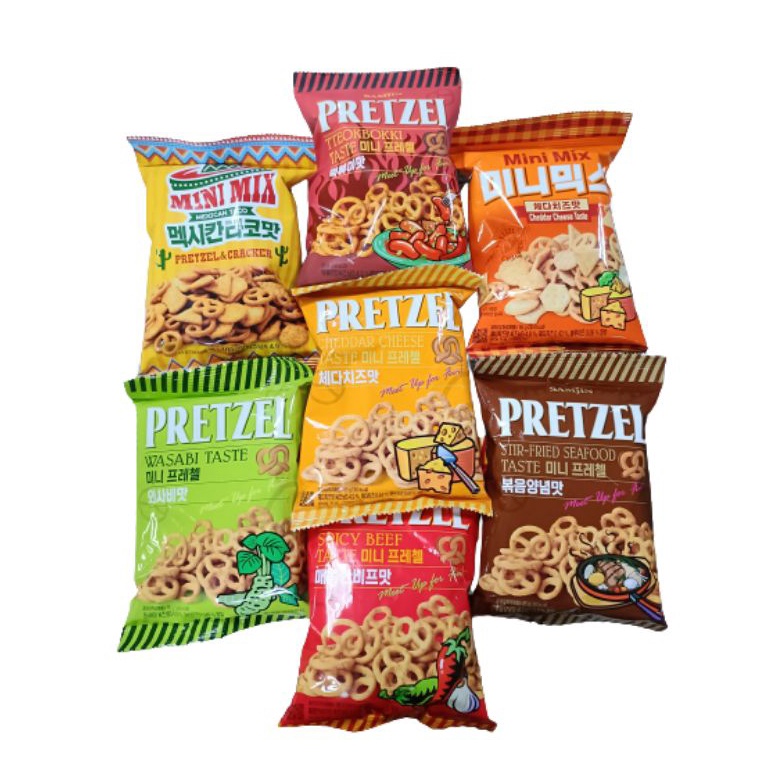 

[Produk D896] Samjin Pretzel Korea Beef Spicy, Seafood, Cheese, Wasabi, tteokbokk, minimix cheedar cheese , minimix mexican / Snack Korea 37