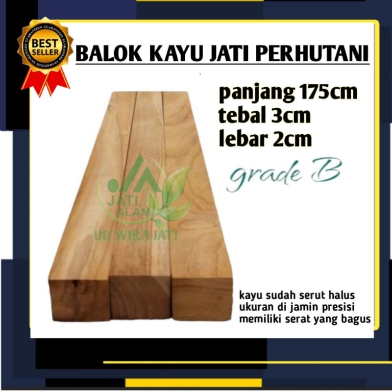 balok kayu jati perhutani kayu sudah di serut halus siap pakai