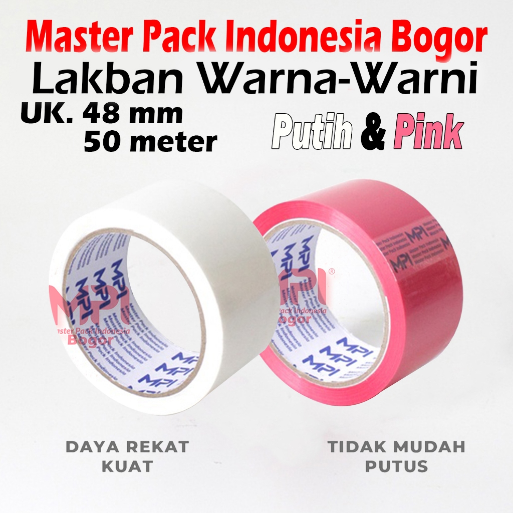

Paket 2 Roll - Lakban Warna Putih + Lakban Warna Pink UK 48 mm x 50 meter - Lakban Warna Warni - Master Pack Indonesia Bogor