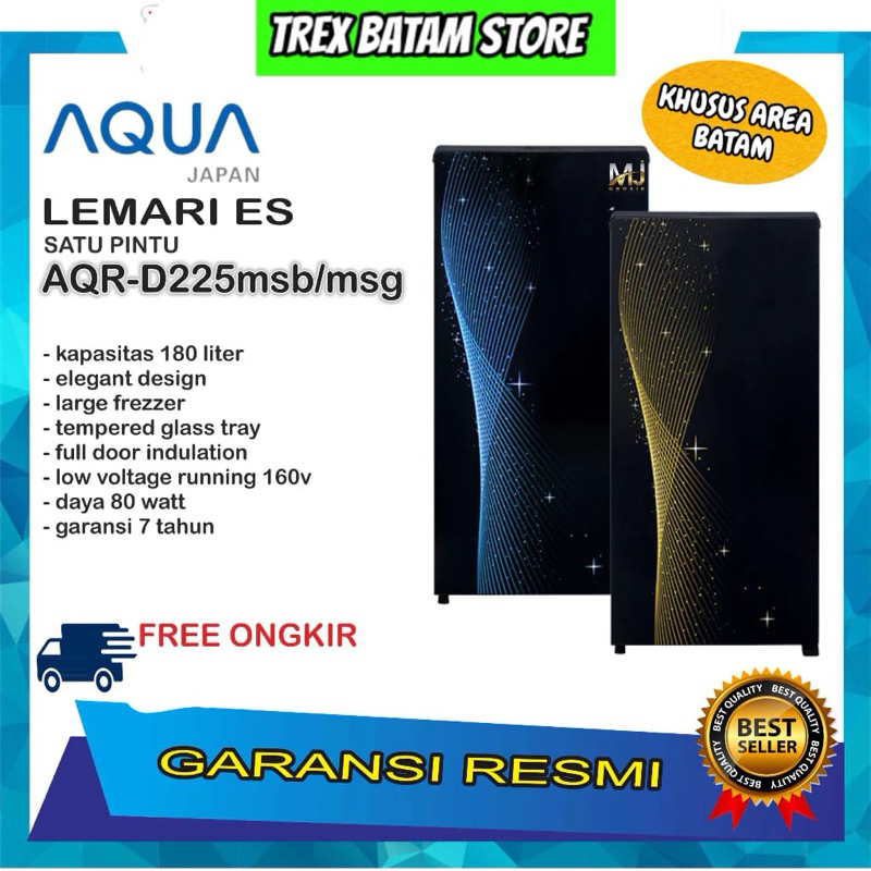 LEMARI ES KULKAS 1 PINTU AQUA AQR 225 MOTIF 180 L GARANSI RESMI [ BATAM ]