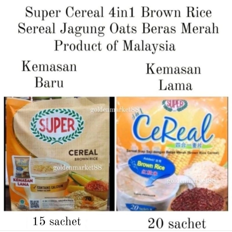 

20 SACHET SUPER SEREAL INSTANT 4IN1 BERAS MERAH CEREAL SUPER BROWN RICE MALAYSIA