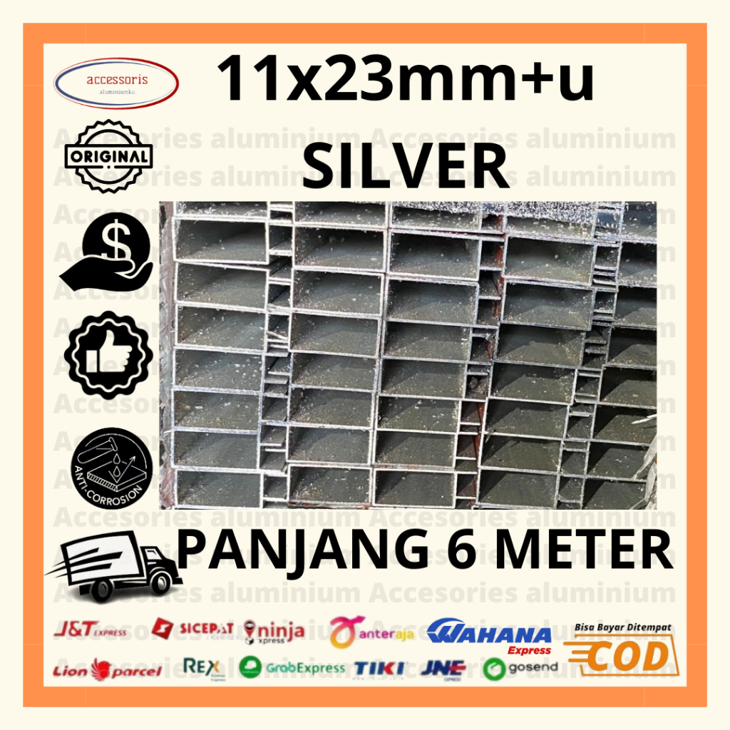 ALUMINIUM Hollow Tanduk 11 x 23 +U panjang 6 meter / finishing CA