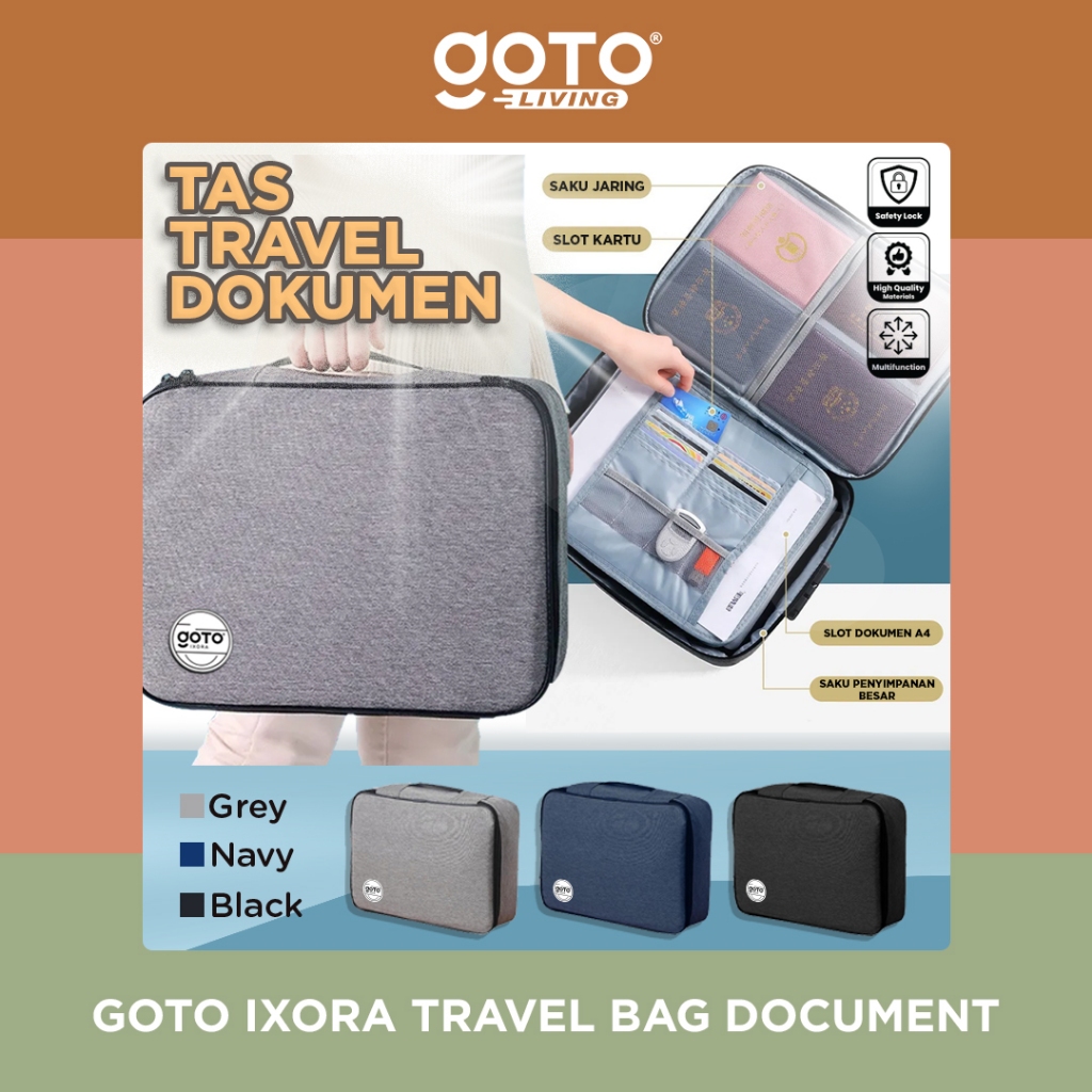 Goto Ixora Tas Penyimpanan Dokumen Berkas Travel Bag Multifungsi