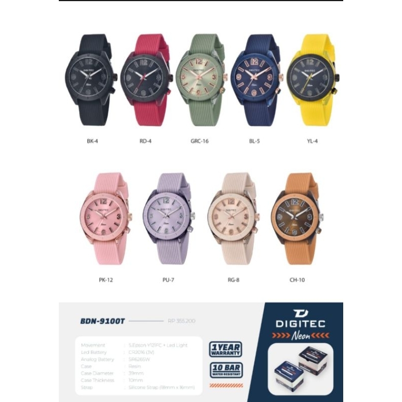 Jam Tangan Digitec Neon Wanita BDN-9100 Original dg9100