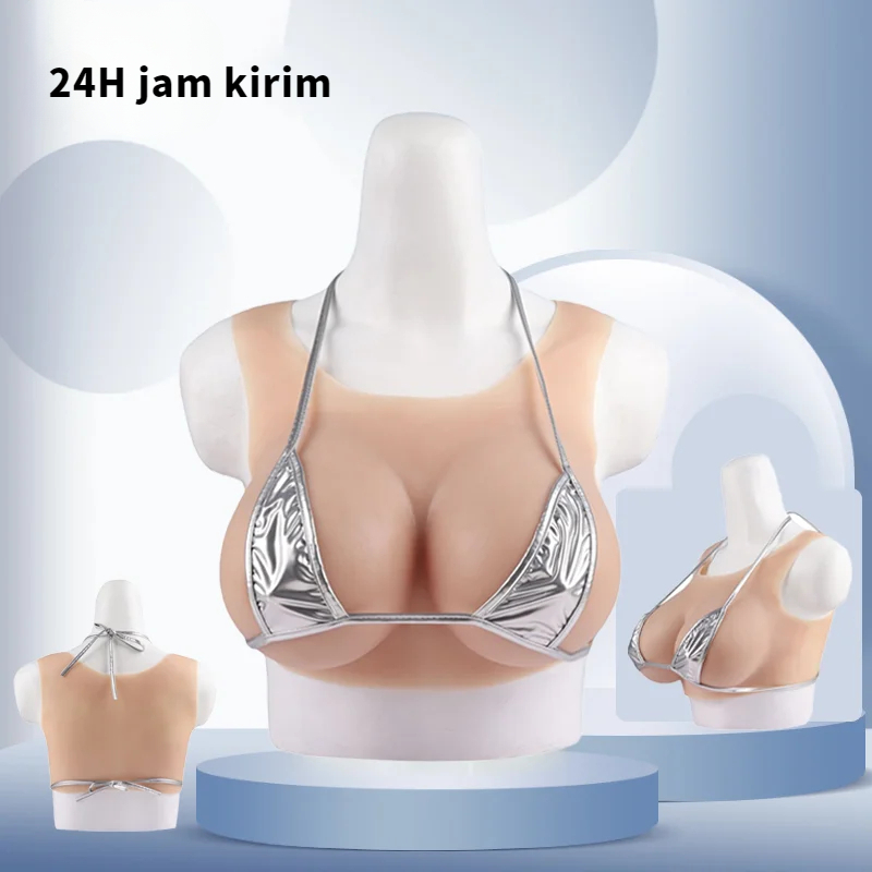 Payudara prostetik silikon leher bulat, pertukaran peran pria dan wanita, kostum permainan peran