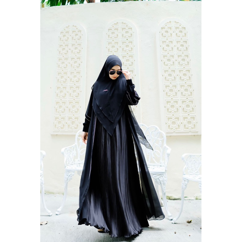 DANITA BLACK MERAH NUDE BY JOZA ARINA CLOTHING GAMIS DRESS BUSUI HITAM HAJI UMROH