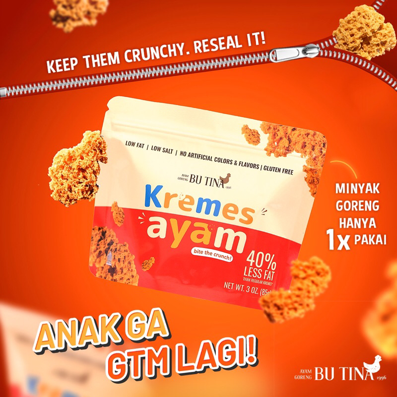 

[New Packaging] Kremes Ayam goreng kampung Pouch 85G ziplock