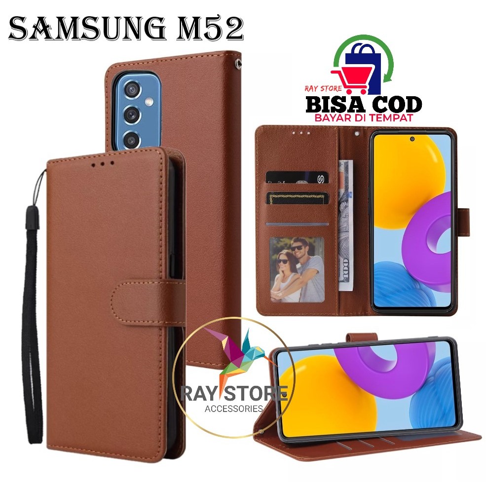 SAMSUNG M52 FLIP LEATHER CASE PREMIUM-FLIP WALLET CASE UNTUK SAMSUNG M52