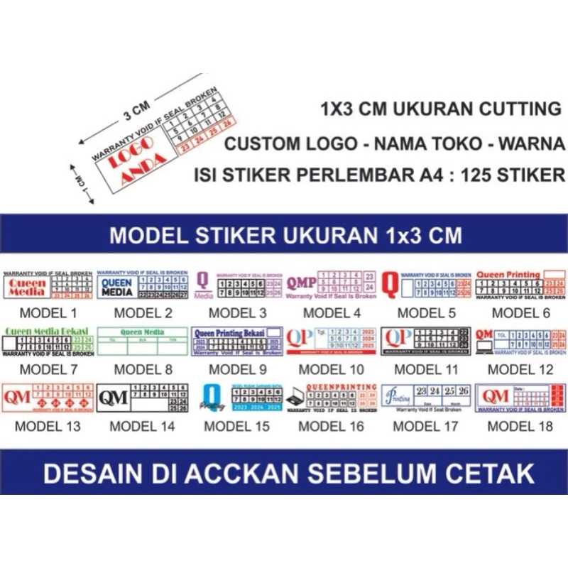 

Cetak Kilat Stiker Khusus Segel Garansi Kertas A3