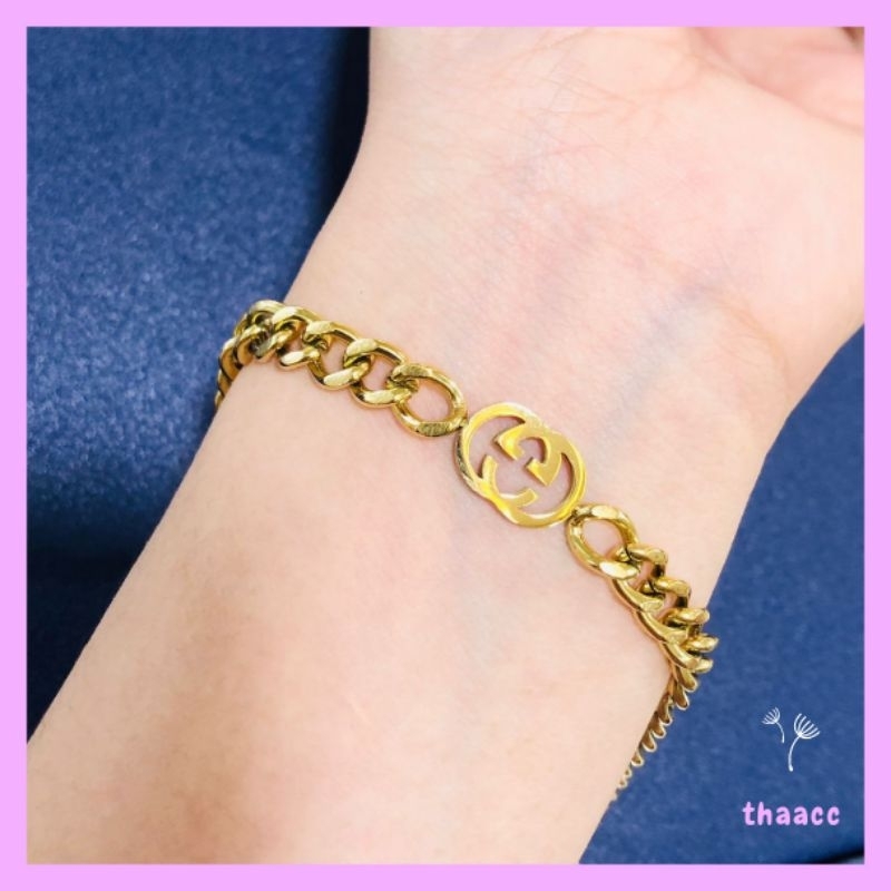 Gelang tangan titanium rantai wanita simple ( gold & silver )