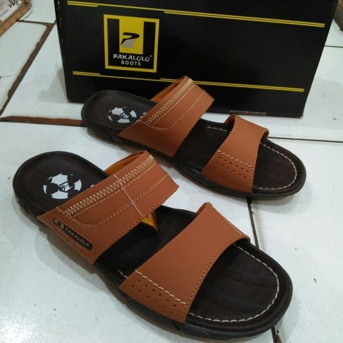 SANDAL SLOP PAKALOLO PRIA TAN/SANDAL TRENDY PRIA PAKALOLO