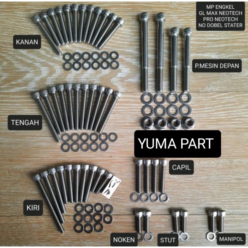 Baut L SS 304 THE A2-70 Stainless Mesin Honda GL Max Neotech GL Pro NeoTech MP Engkel