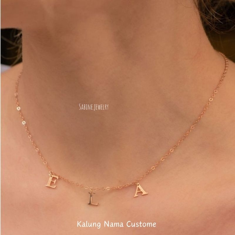 Kalung Nama Titaniun Rumbai Name Space Huruf Pisah Type Gantung Vol.2