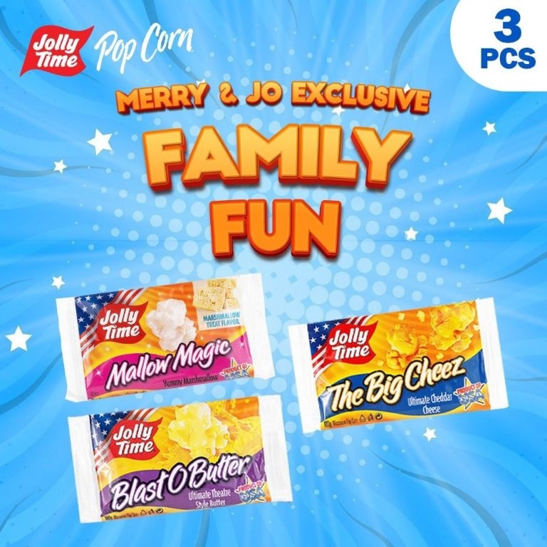 

[PRODUK-ABDCK67] Exclusive Merry Jo X Jolly Time - Paket Family Fun (1BOB, 1TBC, 1MM) - Mircowave Popcorn Paling Popular