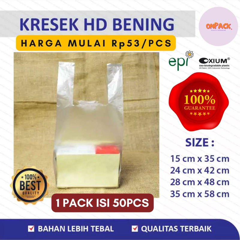 Kantong Plastik Kresek HD Bening 50Pcs RAMAH LINGKUNGAN