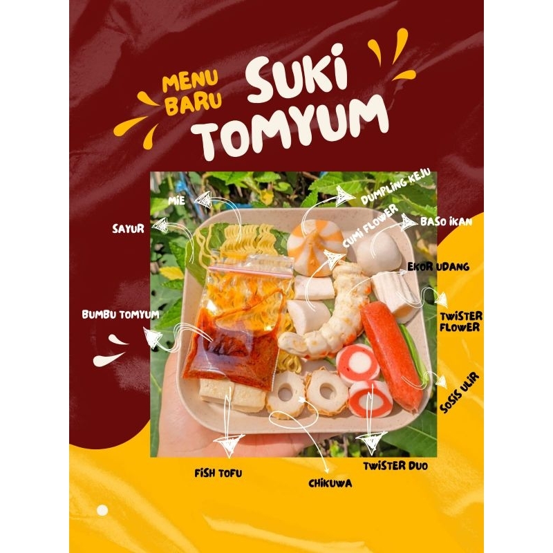 Suki Tomyum Frozen Free Piring Steamboat Tomyam Baso Seafood