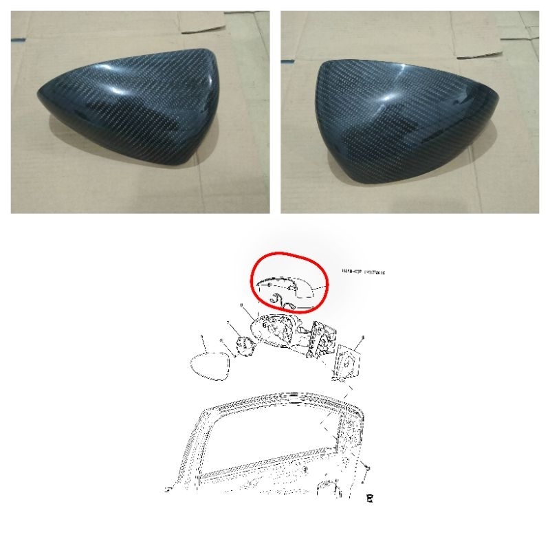 Cover Spion Chevrolet Aveo Sonic Kanan Kiri Karbon Original