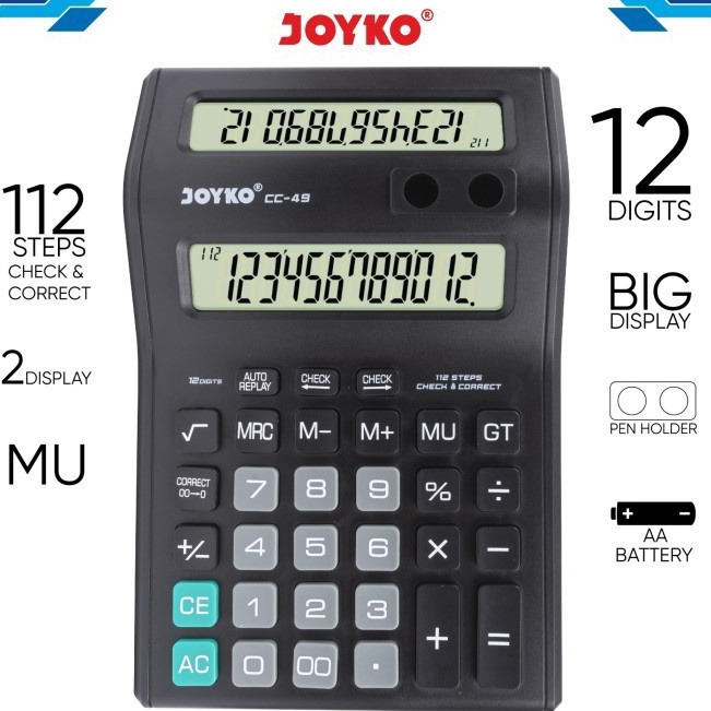 

Bestseller Calculator Kalkulator Joyko CC-49 12 Digits Dual Screen Double Layar Harga Murah