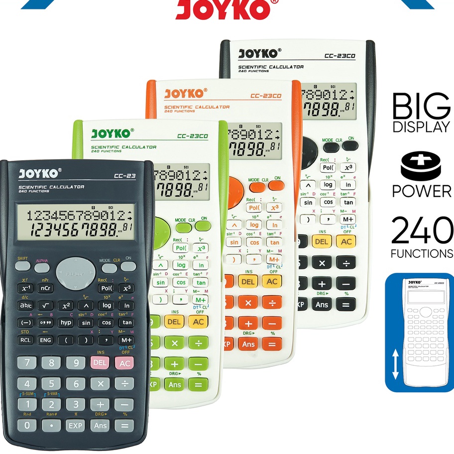 

Hot Sale Calculator Kalkulator Joyko CC-23 Scientific 240 Functions Ready stock