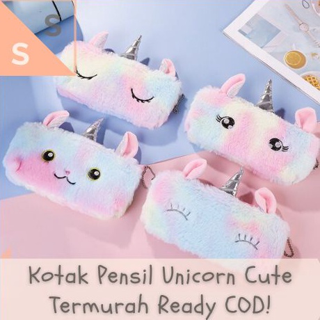 

Big Sale [simplyshop] Kotak Tempat Pensil Kain Bulu Beludru Halus / Soft Plush Plushie Pencil Case Unicorn Rainbow Tie Dye Kuda Tanduk Poni Alat Tulis Sekolah Anak Lucu Pastel Color Ready