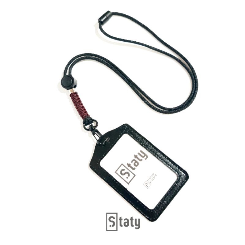 

Lanyard Paracord ID Card Holder Name Tag Kulit Free Custom Logo by Staty