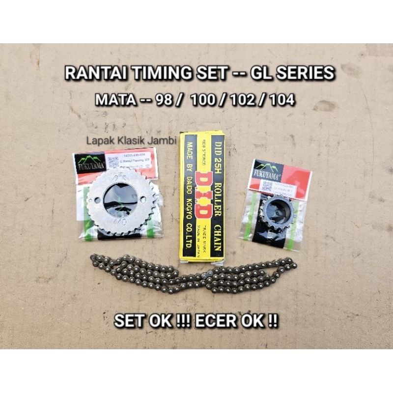 Rantai Kamprat Rantai Keteng Rantai Mesin Set GL SERIES Mata 98L 100L 102L 104L DID Fukuyama