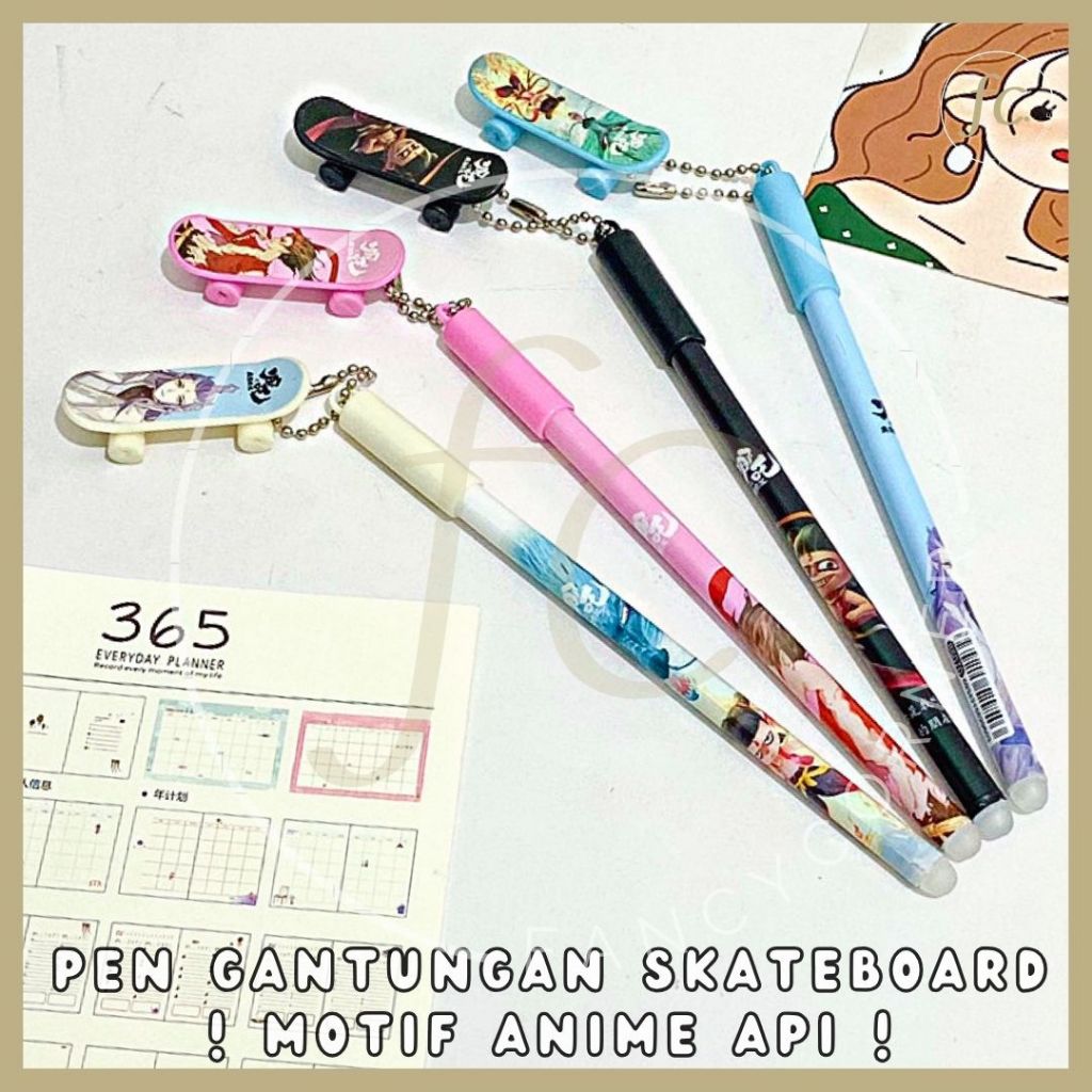 

GROSIR 4 / 8 / 12 Pcs / 1 Lusin Pen / Pulpen Gel Gantungan Skateboard / Fingerboard Papan Selancar Mini Kecil Anime Cewe Api Fire Girl PG-1062 Lucu Alat Tulis Tinta Hitam Souvenir Hadiah Anak Kartun Jepang Harga Grosir Ready COD