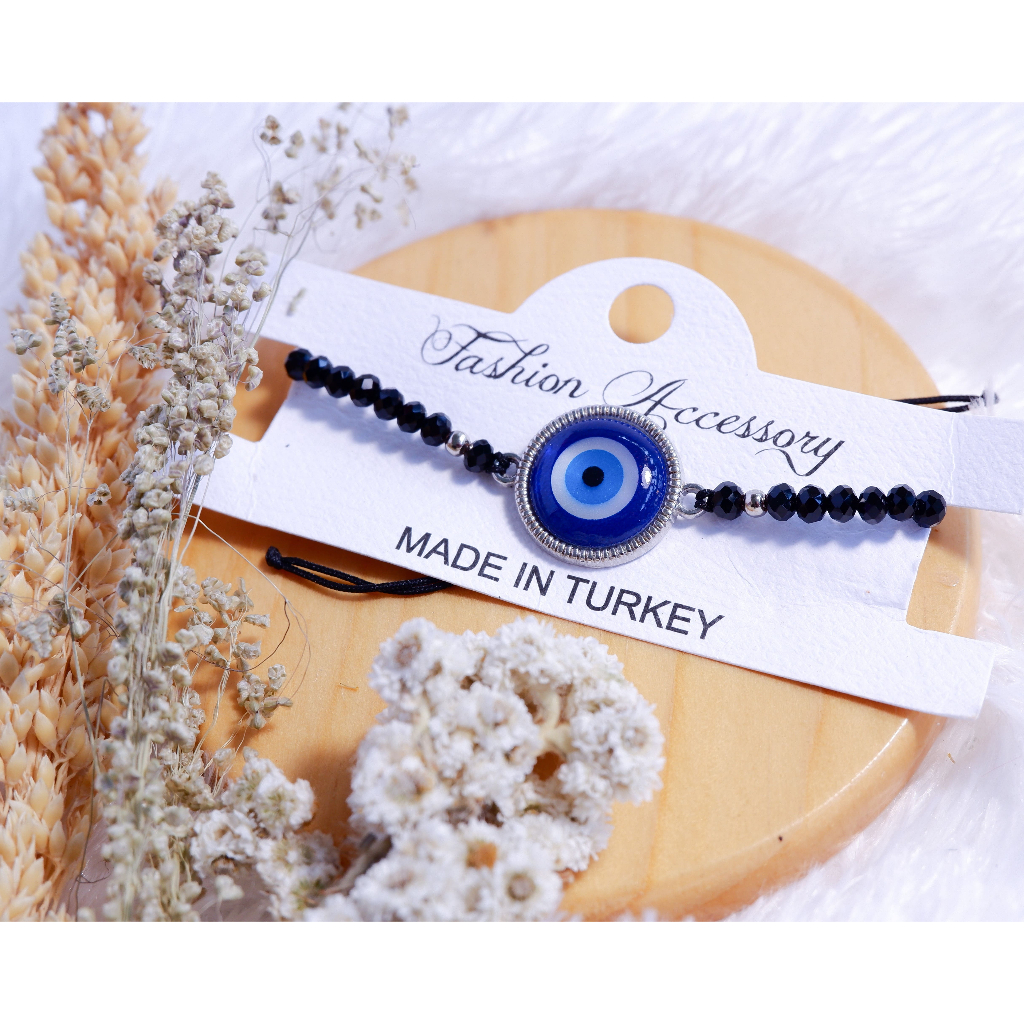 Gelang Blue Evil Eye | Kalung Rantai | Tuspin Hijab | Oleh Oleh khas Turki | Aksesoris Wanita