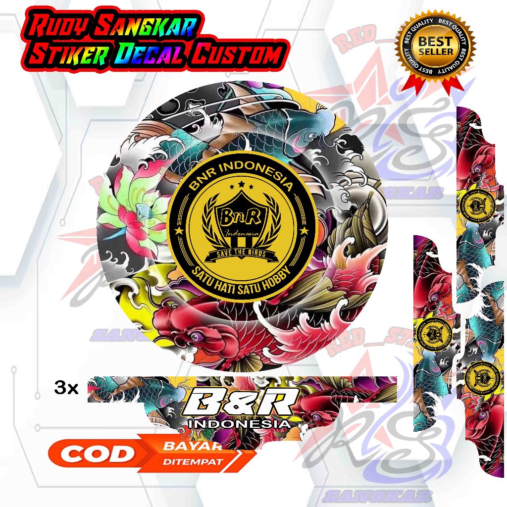 STIKER DECAL SANGKAR MURAI STIKER DECAL TEBOK MURAI MODEL BETMEN MOTIF BNR KOI INDONESIA