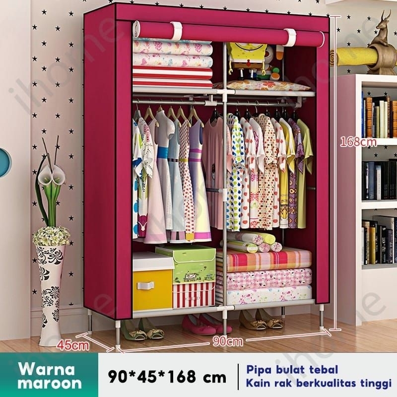 Lemari Pakaian Kain Lemari Portable /3 sekat lemari baju/lemari kain/Kain Portable lemari /Lemari Pa