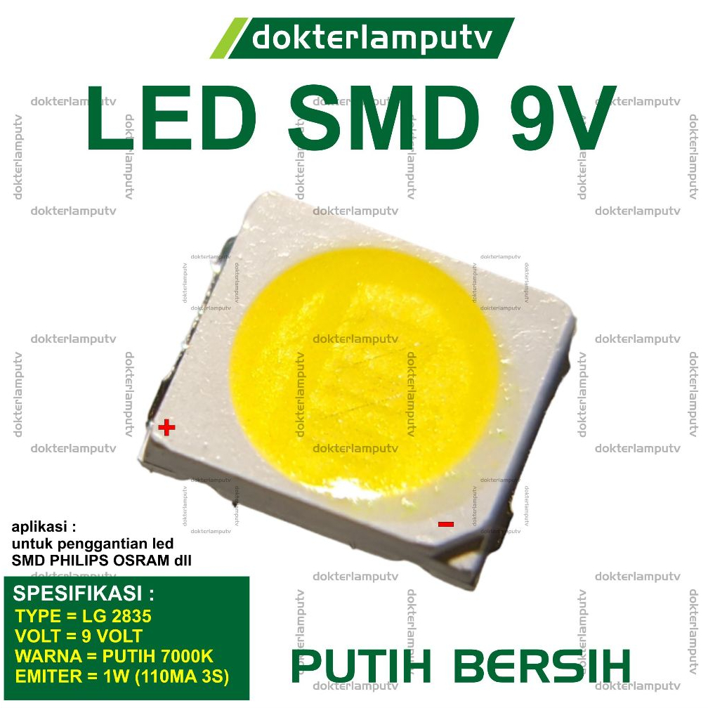 LED SMD 2835 9V 1W PUTIH UNTUK SERVIS LAMPU LED PHILIPS DLL LG ESSENTIAL