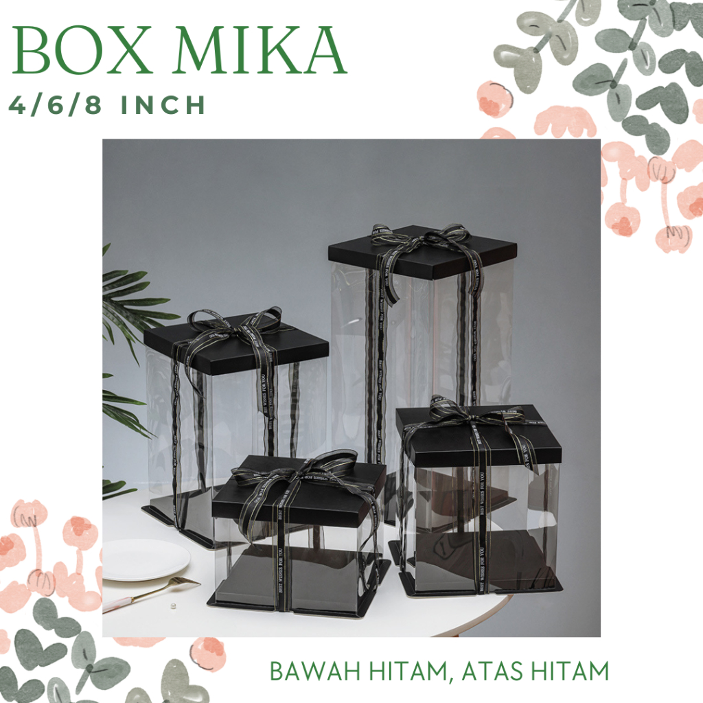 

Box Mika Kue / Box mika transparan / Box Hantaran Alas Hitam Tutup Hitam