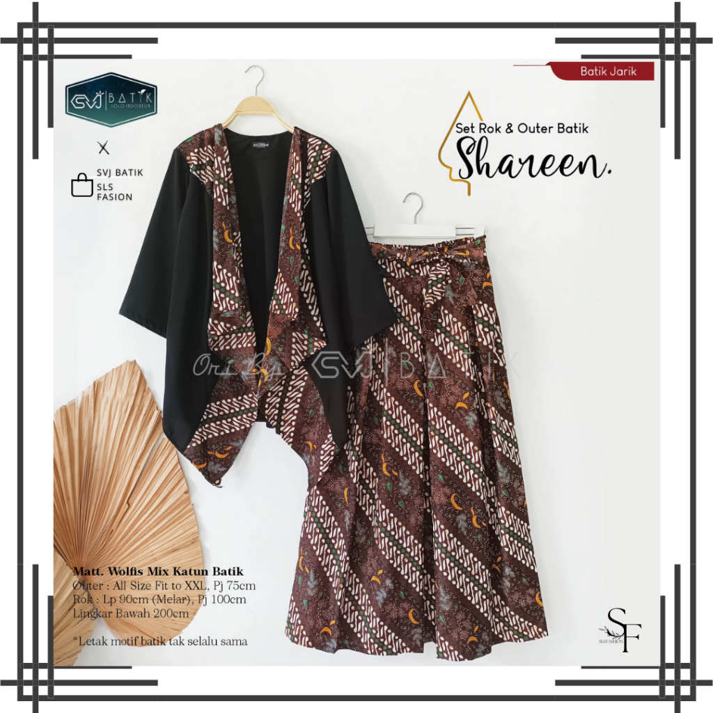 SETELAN BATIK ROK DAN OUTER SHAREEN BAHAN SANWOS ORI SVJ