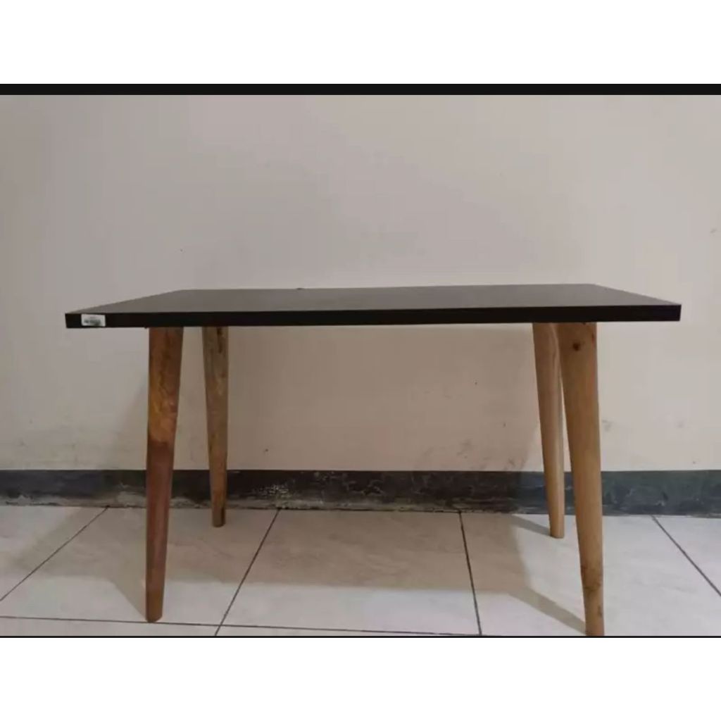 Meja Kaki Kayu Ruang Tamu Lesehan Minimalis Aesthetic Meja Cafe Hitam