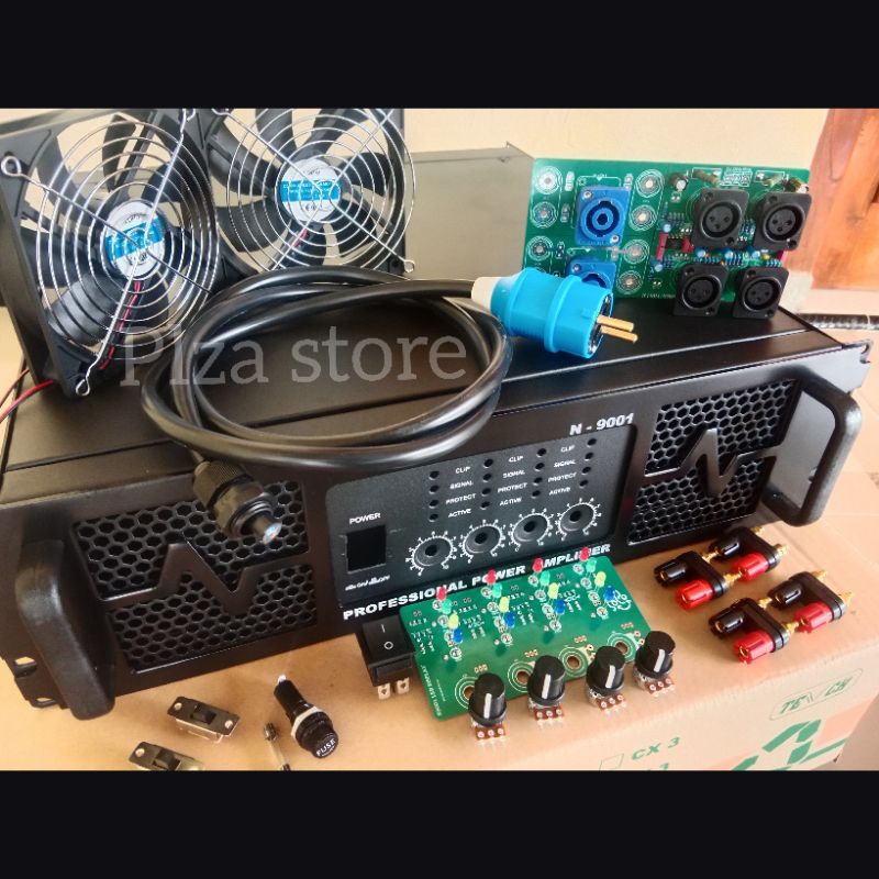 Bok power amplifier N9001 4 Chanel 3U komplit aksesoris PCB dobel layer/Box power N9001 4 ch lengkap