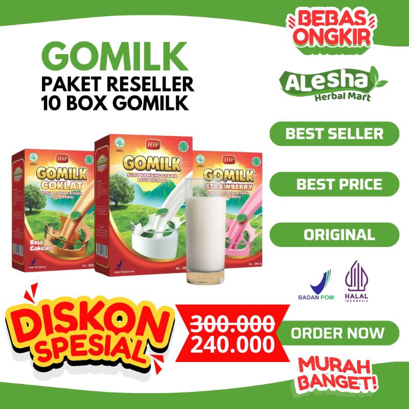 

( JOIN BISNIS GOMILK ) 10 Box Gomilk Paket New Reseller Susu Gomilk Bariklana Insan Herba | Paket Reseller Susu Gomilk Susu Kambing Etawa Plus Herbal