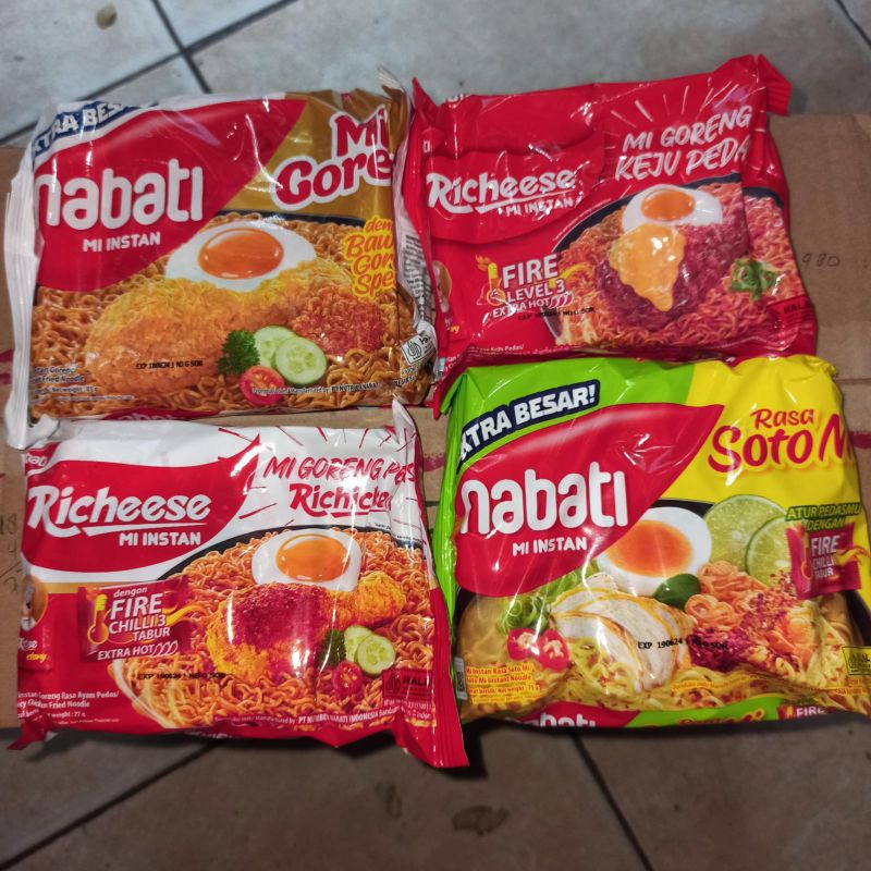 

Mie Nabati Richeese Goreng Keju Pedas Soto Paket Murah 4 Bungkus