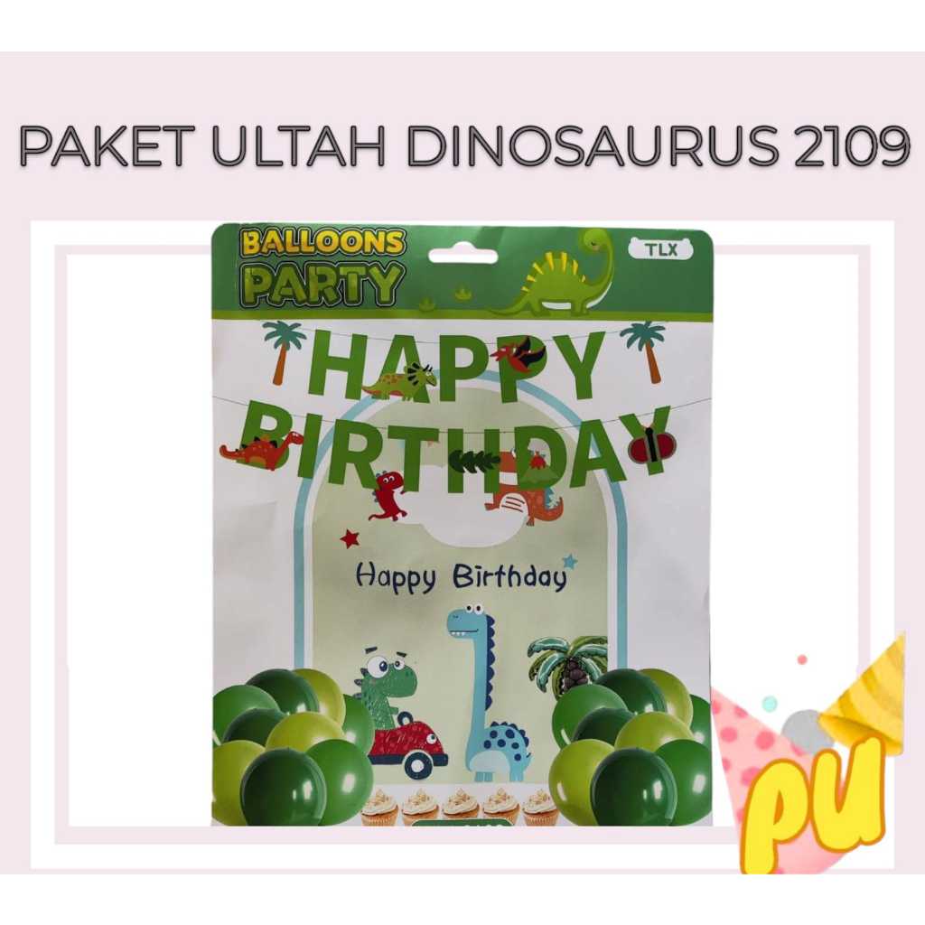Paket Balon DINOSAURUS 2109 (BALON BACKDROP BANNER) / Dekorasi Ulang Tahun Dino Tyrex