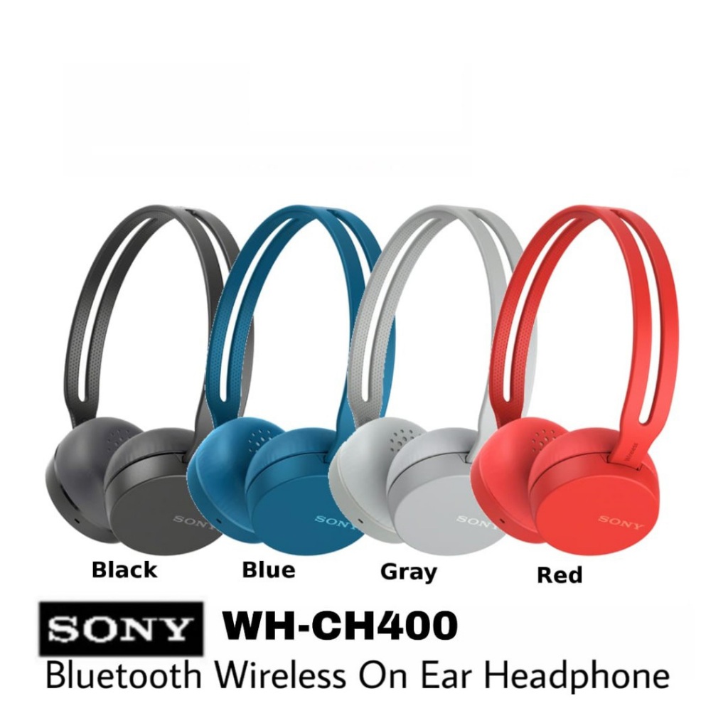 Sony WH-CH400 Wireless Headphones Bluetooth On-Ear Original Garansi Resmi Headset Bass Mic