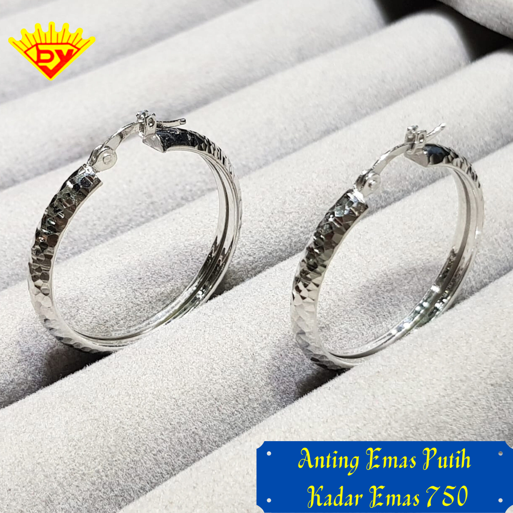 Anting Emas Putih 727 Kadar Emas 750