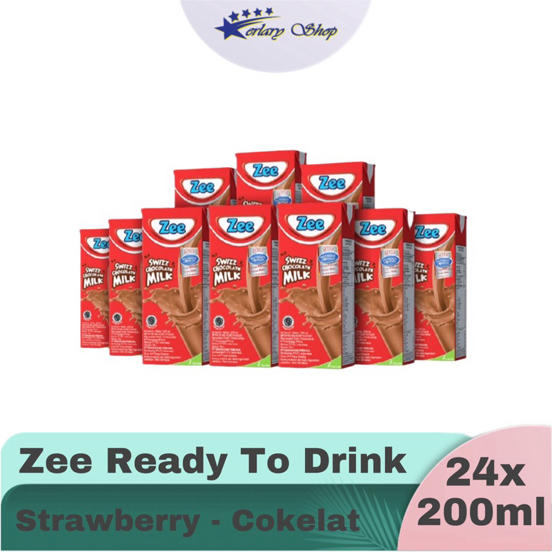 Susu Zee UHT 200ml x 24pc (1karton) rasa coklat dan strawberry