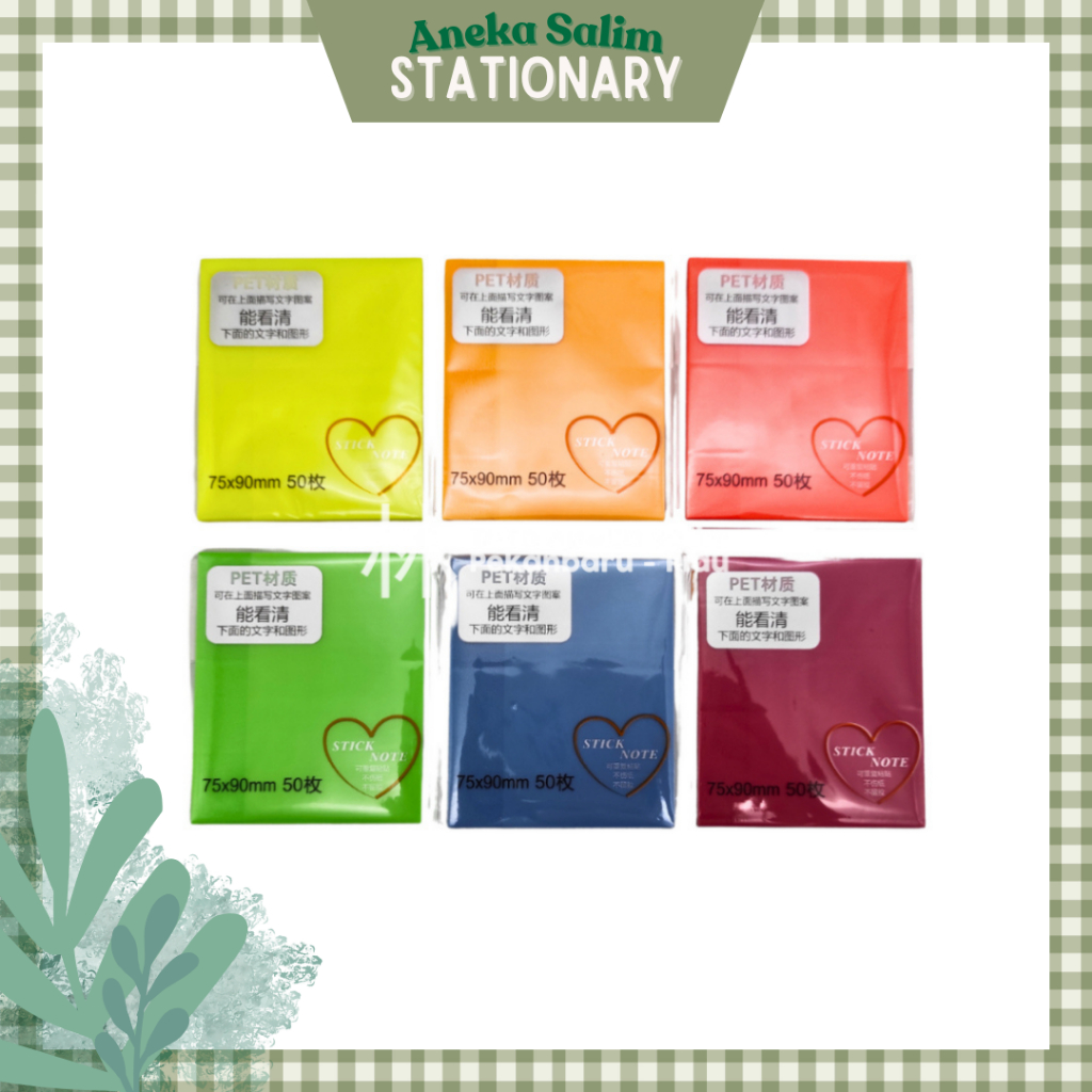 

Anekasalim - Memo Stick / Sticky Note / Kertas Memo / Memo Tempel Walito Segi Besar Transparan WLT-8891A
