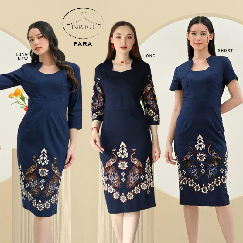 Evercloth Fara Dress Batik Wanita Dress Wanita Jumbo Batik Couple Seragam