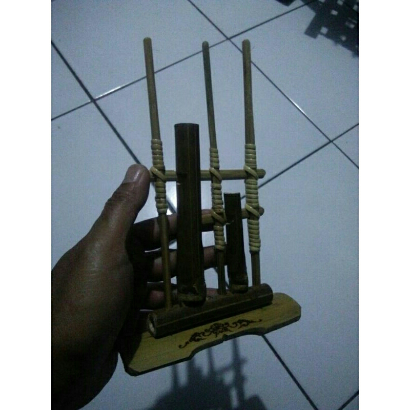 ANGKLUNG DUDUK DUDUKAN MINI MINIATUR BAMBU HITAM