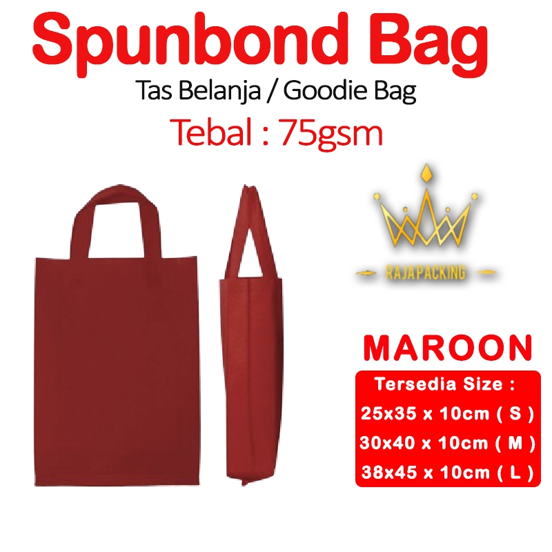 

Spunbond Goodie Bag Tas Belanja Model Tali Handle Kantong Kain MAROON