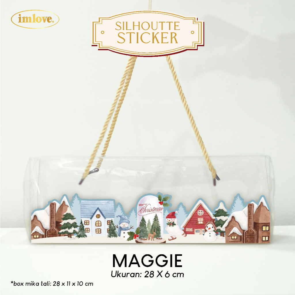 

[28 x 6 cm] Silhoutte Sticker Natal Christmas Stiker Toples Natal Label Kue Box Mika Hampers