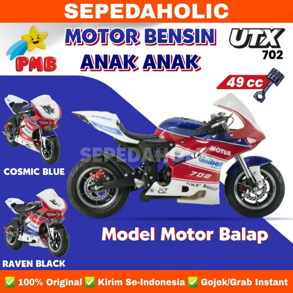 Motor Bensin Mini Anak PMB UTX 702 49CC Model Balap Sport GP Mainan