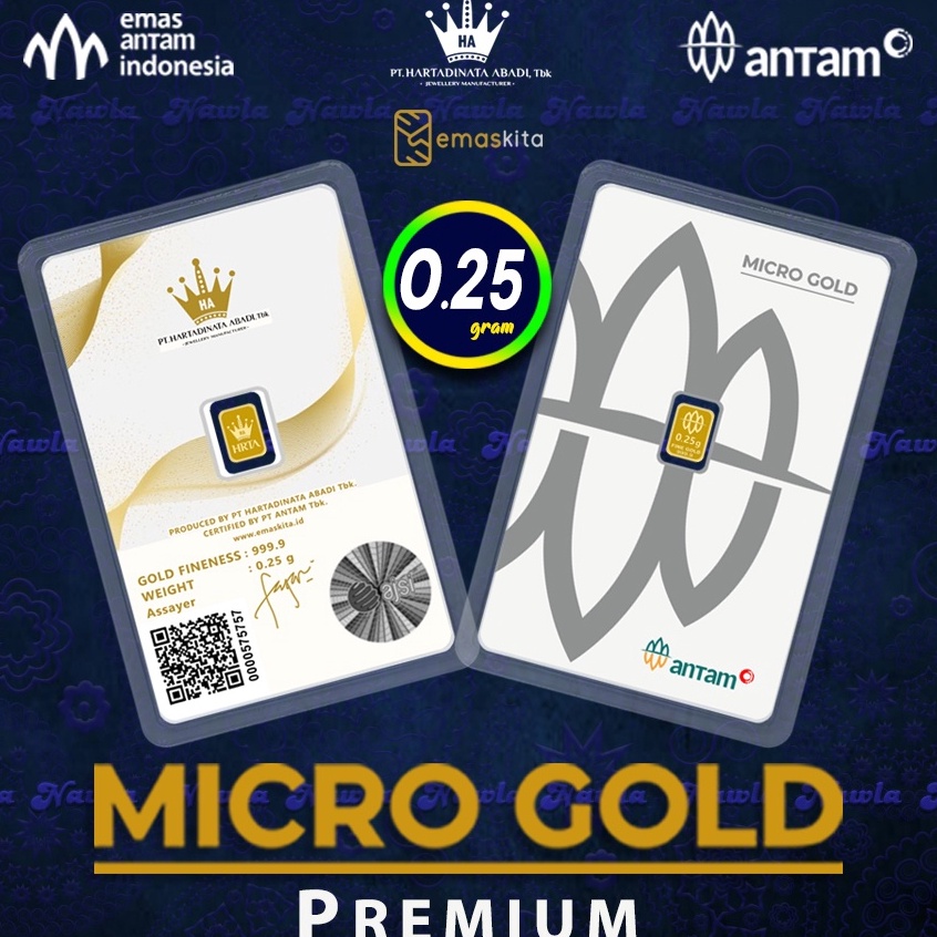 [ART. L46H] Antam 0.25 gram Micro Gold Premium Emas Murni 24 Karat Hartadinata x Antam Logam Mulia Emaskita