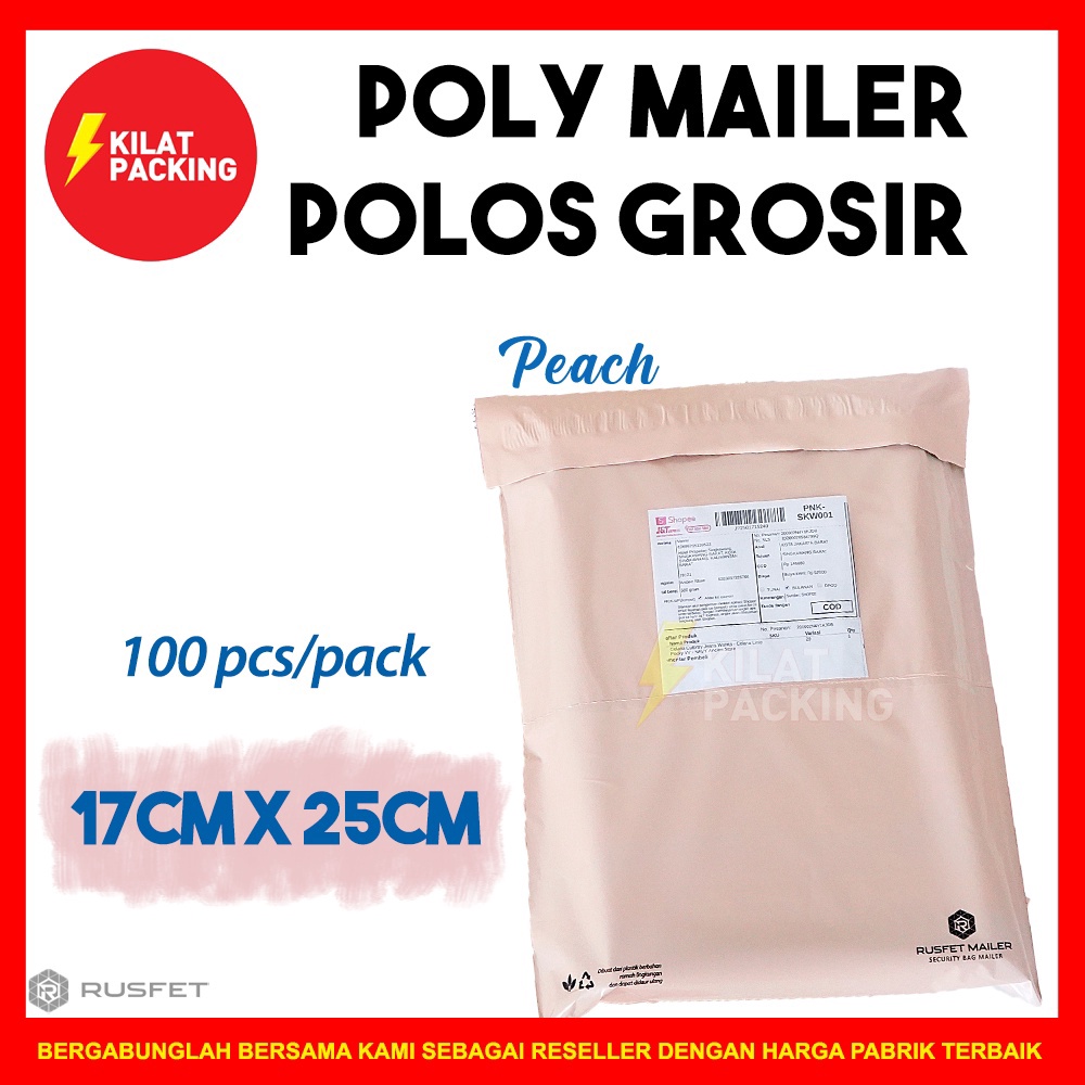 

12.12 SALE POLYMAILER PEACH POLOS 17CM X 25CM / AMPLOP PLASTIK PACKING RUSFET PREMIUM TERMURAH - PACK !